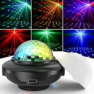 Rechargeable Disco Ball, Party Lights Night Light 2 in 1 RGB Dj Lighting Strobe Lamp with Sound Activated 6 Modes for Home Room Dance Parties Birthday Halloween Christmas Decorations