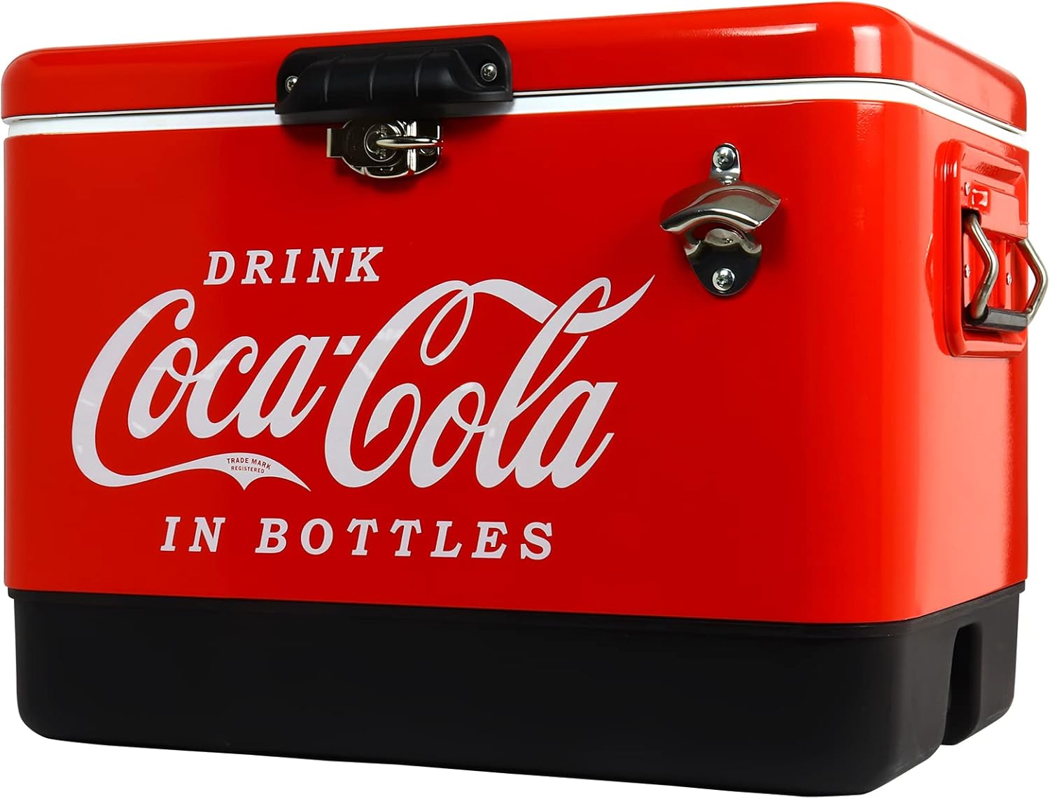 Koolatron Cooler Box 51L Air Tight Leak-Proof Mini Ice Boxes Large Enough for 85 Cans Retro Insulated Ice Chest Small Cool Box for Drinks Food Drybox Cooler for Camping Hiking Fishing Picnic Red