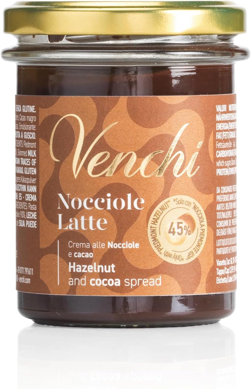 Venchi - Milk Chocolate and PGI Piedmont Hazelnut Spread (45%), 200 g - Gluten Free