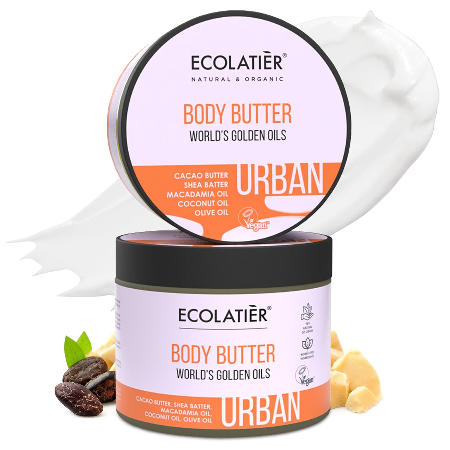 Body Butter with World's Golden Oils - 98% Natural, Body Lotion For Dry Skin with Cocoa & Shea Butter, Coconut Oil, Vegan Deep Moisturizing Cream for Dry Skin, Suitable for Women & Men, 8.5 Fl Oz