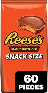 REESE'S Milk Chocolate Peanut Butter Snack Size Cups, Candy Bag, 33 oz (60 Pieces)