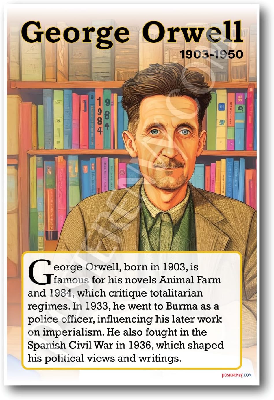 George Orwell - Author of '1984' & 'Animal Farm' - Biography Poster 18" x 12"