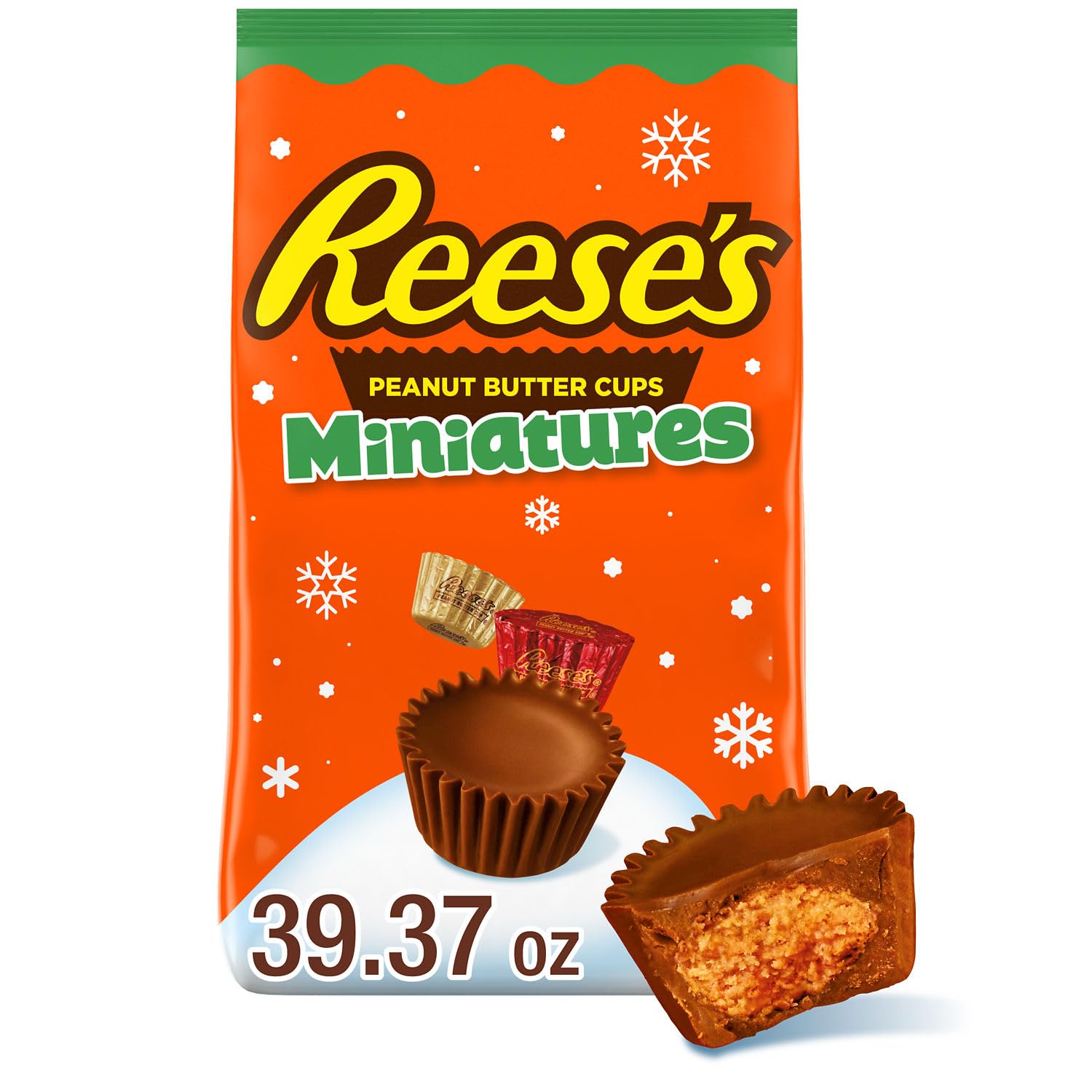 REESE'S Miniatures Milk Chocolate Peanut Butter Cups, Christmas Candy Bulk Bag, 39.37 oz