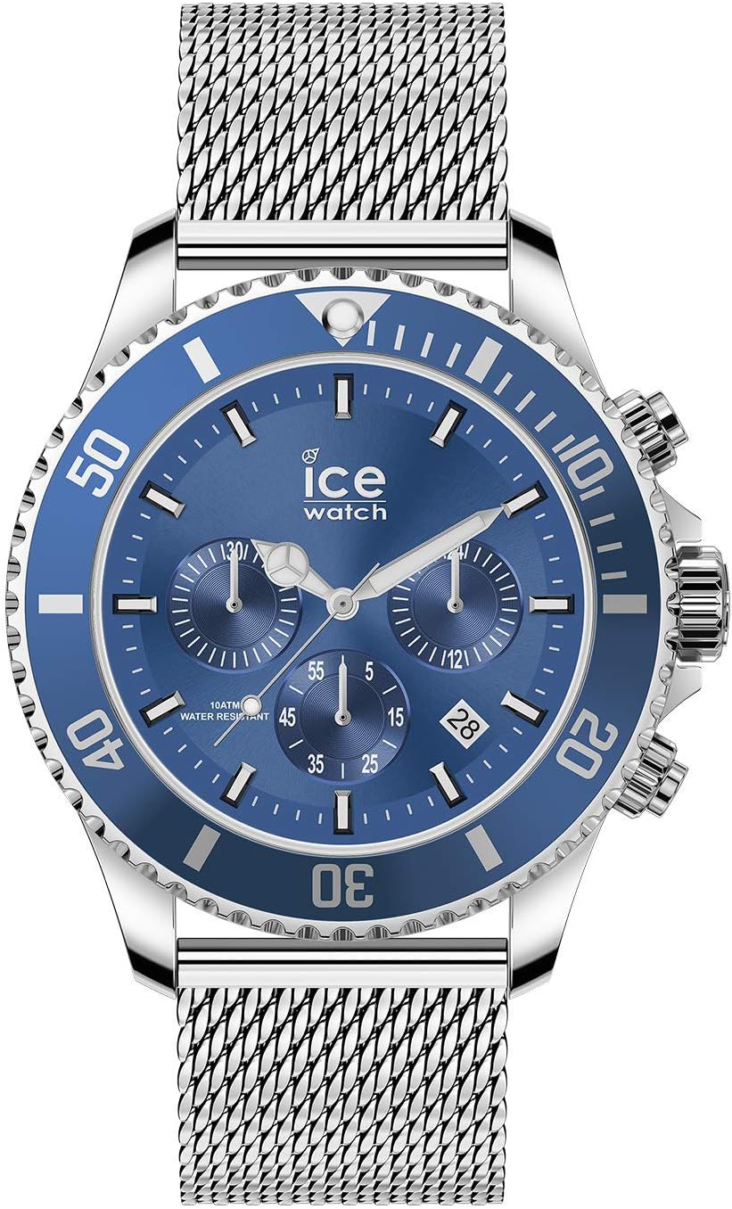 ICE-WATCH - Ice Steel Mesh Blue Chrono - Men's Wristwatch With Metal Strap - Chrono - 017668 (Large)