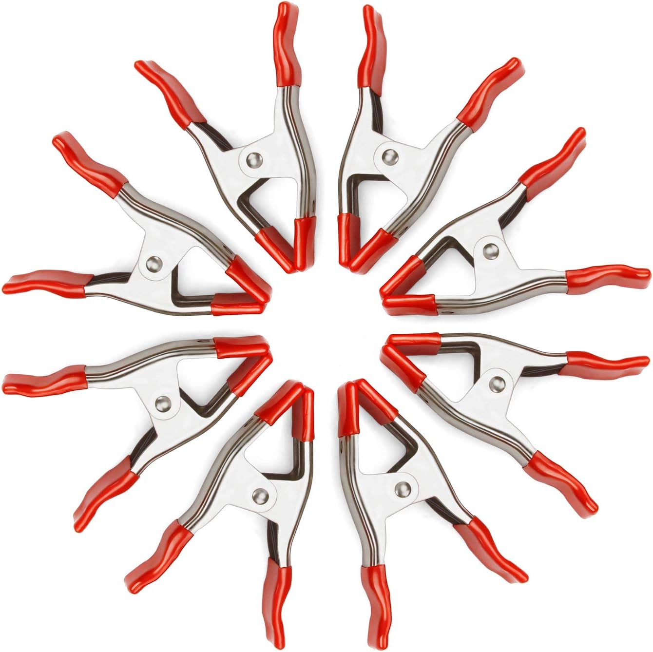 WORKPRO 8-Piece Spring Clamps, 6-19/64 Inch Heavy Duty Clamps with 2 Inch Jaw Opening, Protective Handles and Tips, Used for Backdrop Stand, Photo Studio, Background Muslin, Paper