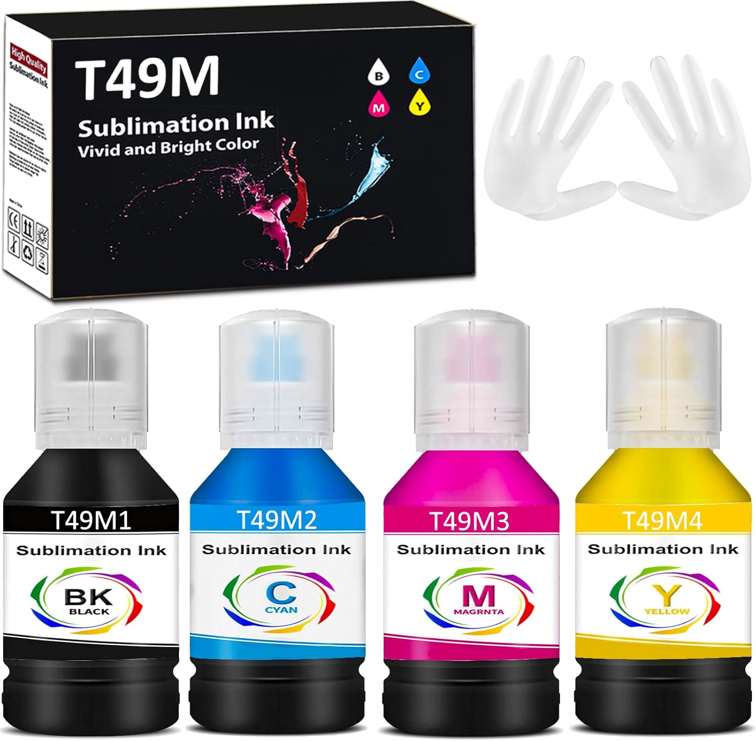 4x140ml T49M Autofill Sublimation Ink Compatible for SureColor F170 F570 Sublimation Printer T49M1 T49M2 T49M3 T49M4 (ICC-Free/Anti-UV,4-Pack)
