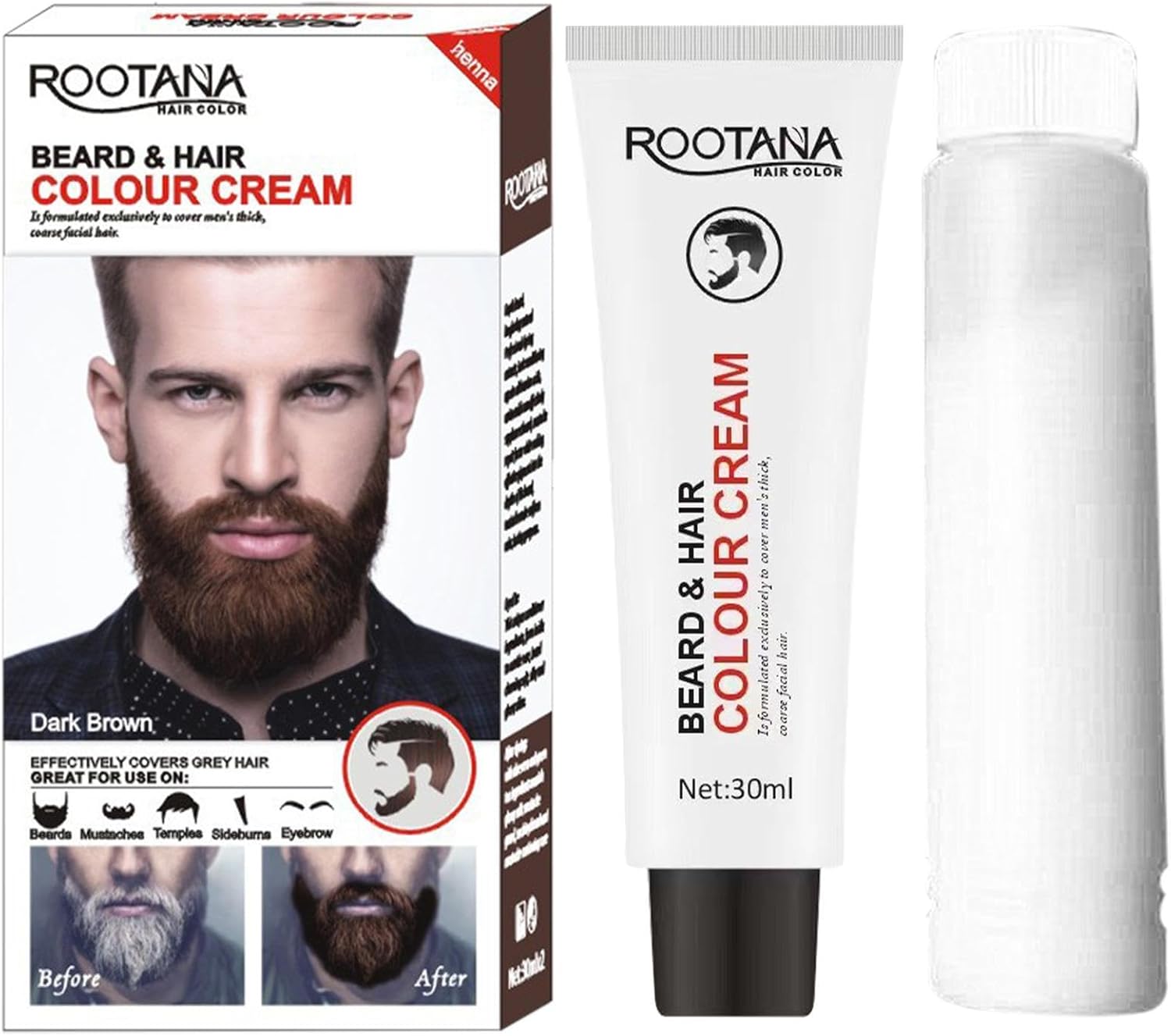 Mens Beard Dye - Natural Vegetable Pigment Ingredientss Long-Lasting Men's Darken Rougher Hair Dye Cream | Specially Formulated Styling Beard Coloring Shampoo for Easy Application