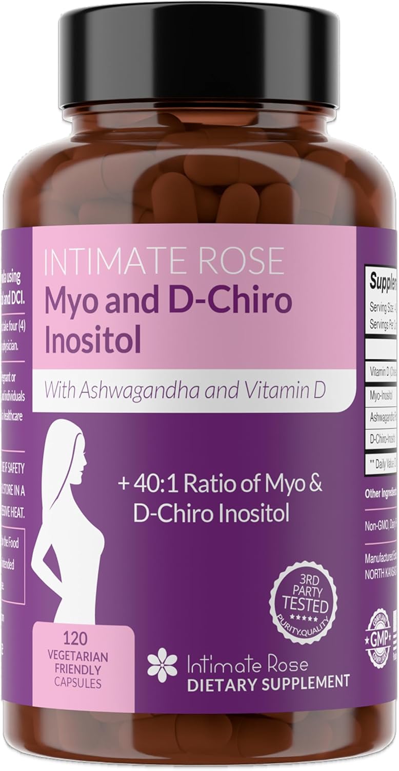 Intimate Rose Myo-Inositol & D-Chiro Inositol Supplement for Women - Hormone Balance & Ovarian Support for Women - Ideal 40:1 Ratio, Vitamin D3 + Ashwagandha