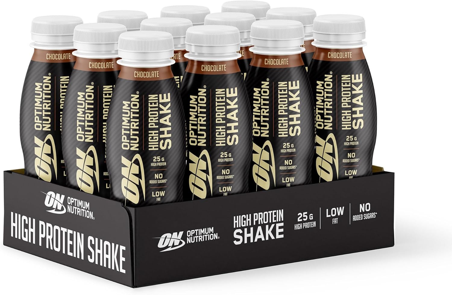 Optimum Nutrition High Protein Shake Bottles, Ready to Drink Post Workout Snack, Low Fat and No Added Sugar, Muscle Growth and Support, Chocolate, 12x330ml Packaging May Vary