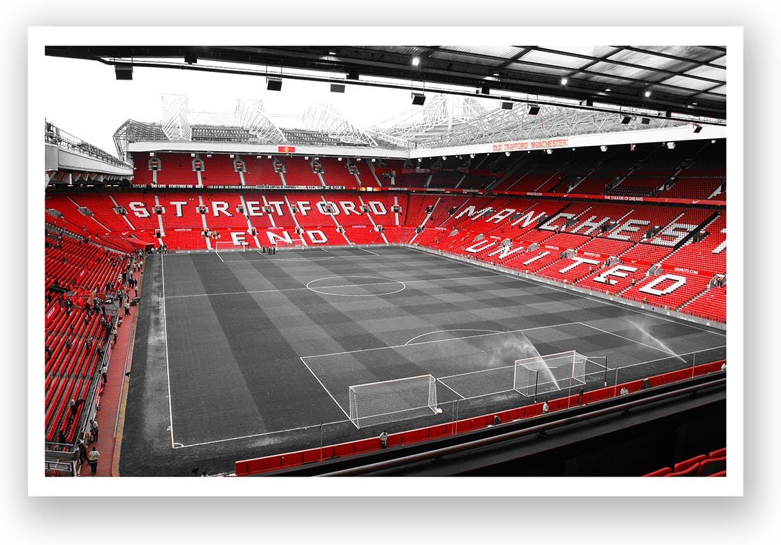 Artsy Canvas | Manchester United Old Trafford Poster | 18" x 10" | Matte Finish | Print Wall Art