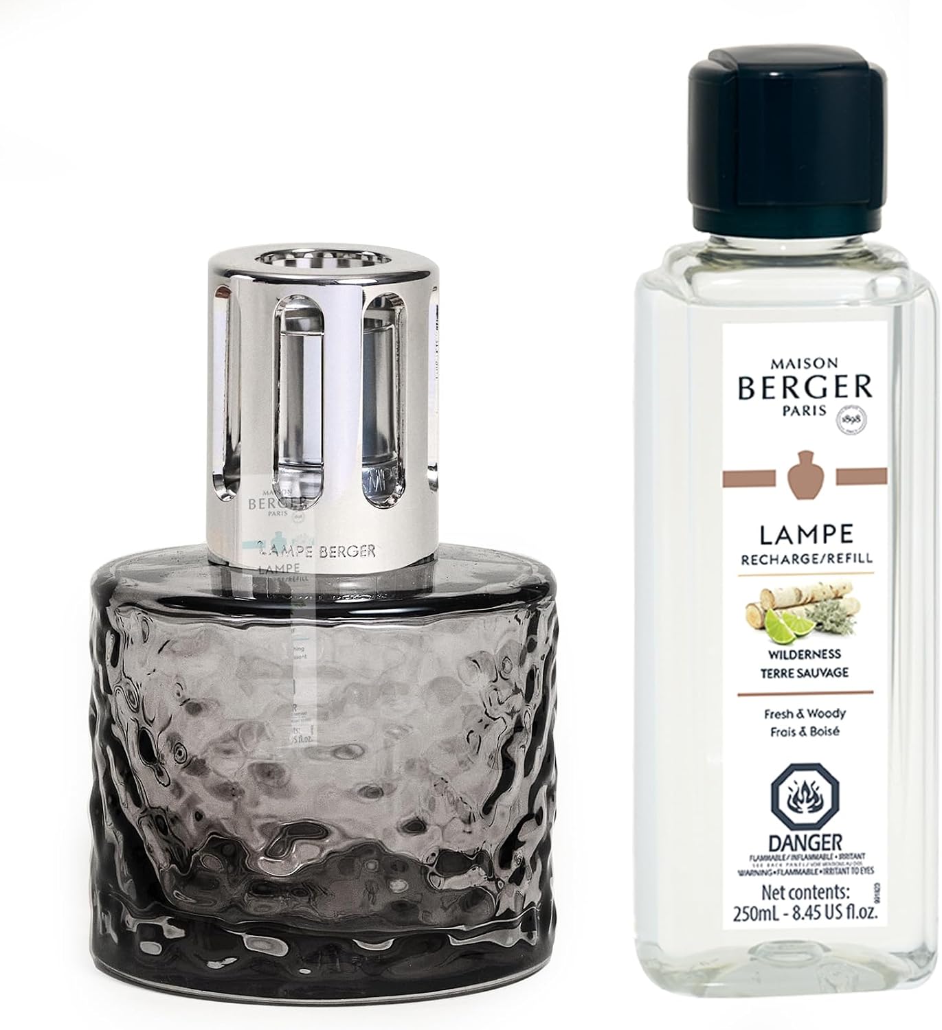 MAISON BERGER - Lampe Berger Home Fragrance Lamp Diffuser - Model Mirage - 4.7 x 3.1 x 3.1 inches - Includes Fragrance Wilderness - 250 milliliters - 8.45 Fluid Ounces (Black)
