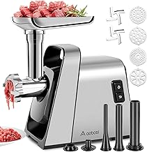 AAOBOSI Meat Grinder Electric, [3000W Max] Meat Grinder Heavy Duty with 2 Stainless Steel Blades & 4 Grinding Plates, Sausage Maker & Kibbe Kit for Home Kitchen Using