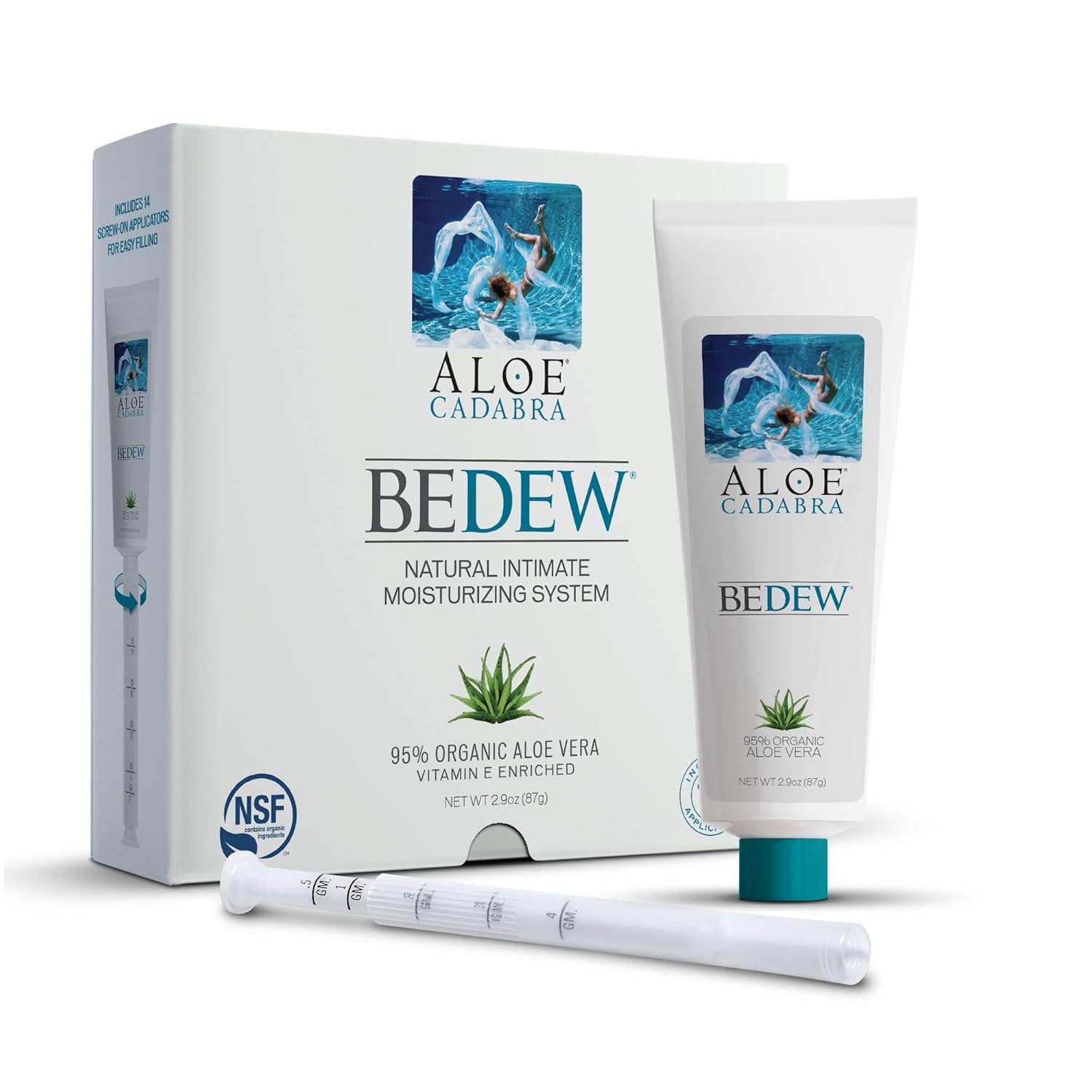 Aloe Cadabra BEDEW Organic Vaginal Moisturizer – Drug-Free, Hormone-Free, Vaginal Dryness Relief, Menopause, Long Lasting, pH Balanced & All-Natural Ingredients, 14 Screw-on Applicators, 2.9 Ounce