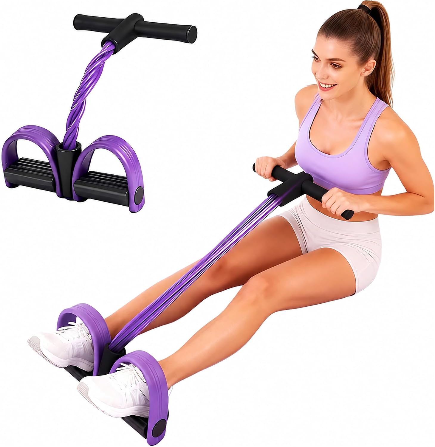 Multifunction Tension Rope, 6-Tube Elastic Yoga Pedal Puller Resistance Band, Natural Latex Tension Rope Fitness Equipment, for Abdomen/Waist/Arm/Leg Stretching Slimming Training