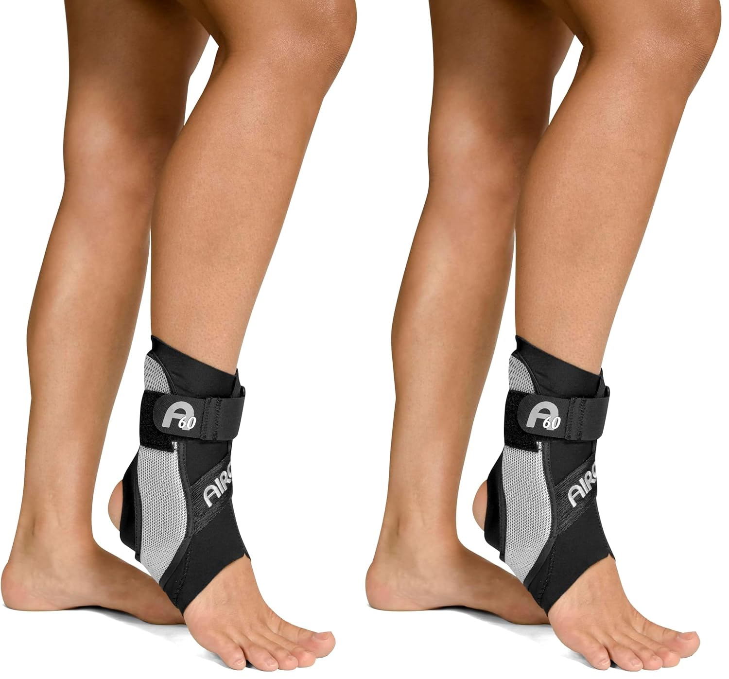 AIRCAST A60 Ankle Support Brace - Ankle Sprain, Chronic Instability, Stabilising Sports Support for Protection and Prevention. Size Medium, Right, Black (Pack of 2)