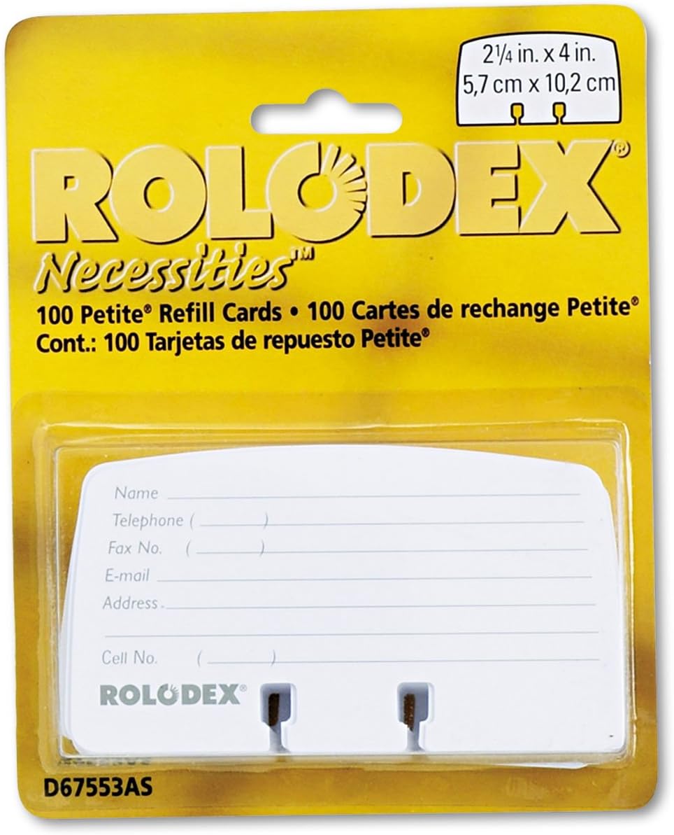 Rolodex® Card File Refills, Ruled, 2 1/4" x 4", White, Pack Of 100