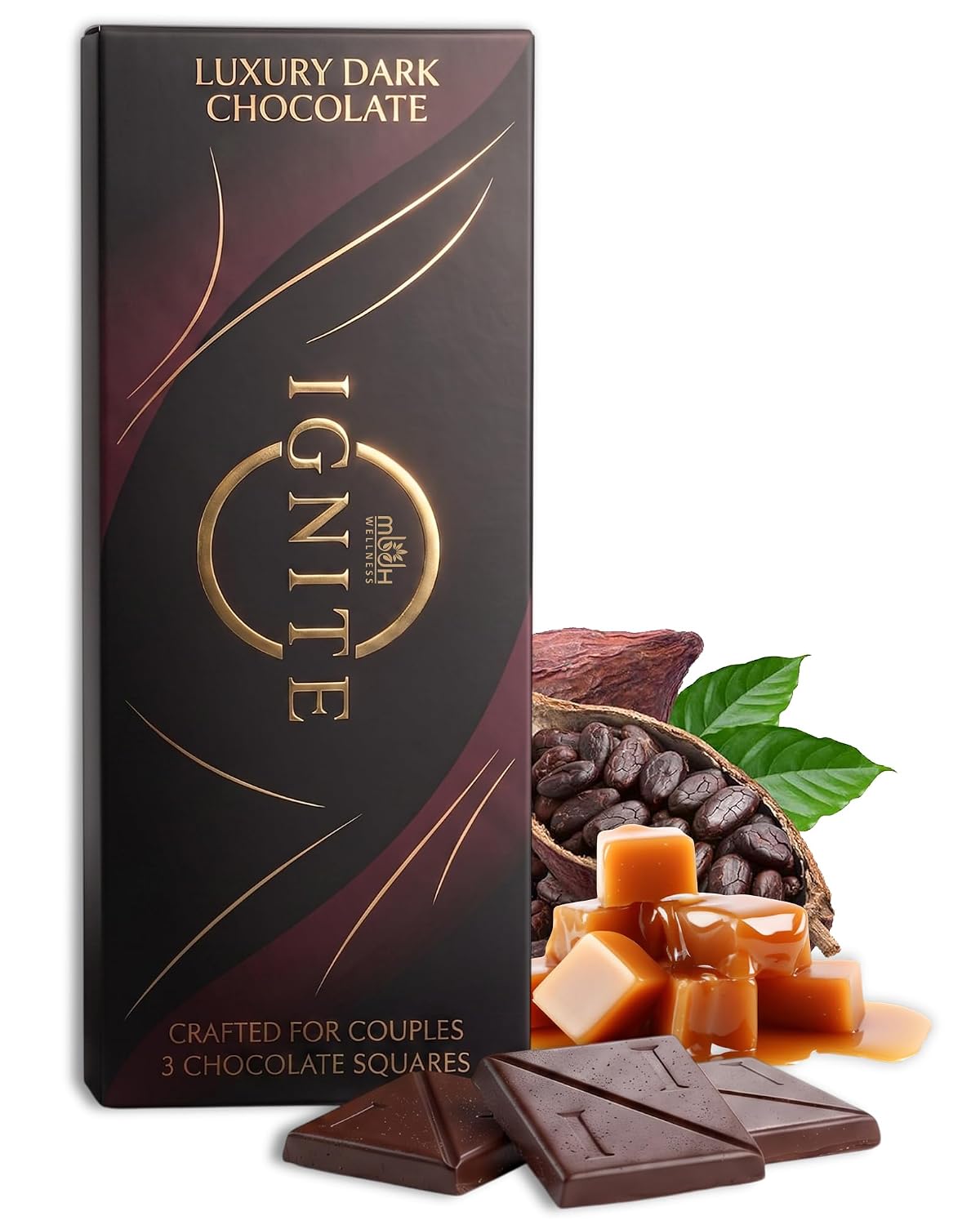 Ignite Caramel Flavor Dark Choco Squares for Couple, His & Hers Chocolate