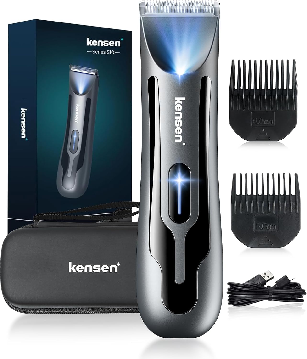 Manscape Body Hair Trimmer Men, 120mins Extended Battery Life Electric Ball Trimmer Intimate Shavers for Men, Hypoallergenic Ceramic Blade, Waterproof Groin Shaver Groomer, Portable Storage Bag