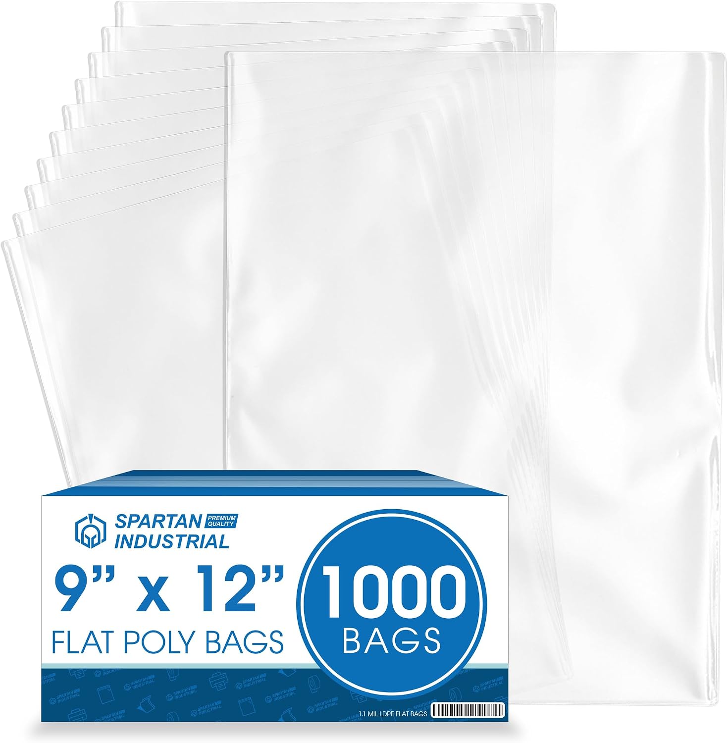 9" X 12" Open-End Flat Clear Poly Bags (1000 Count) - 1.1 Mil Plastic
