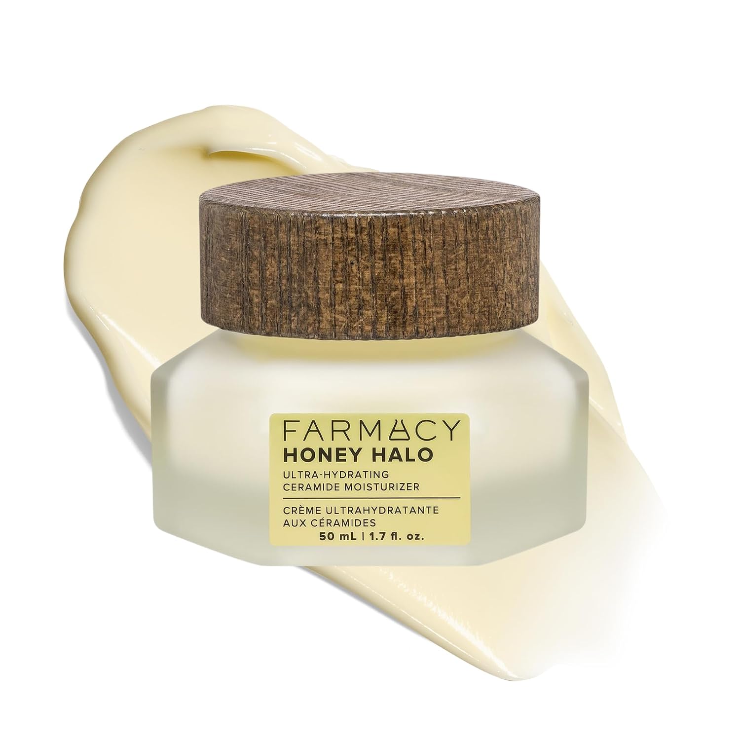 Farmacy Ceramide Face Moisturizer - Honey Halo Ultra Hydrating Facial Moisturizer with Buckwheat Honey + Ceramides - Helps Restore Barrier + Replenish Dryness - Plumping Skin Care for Dry Skin (50ml)