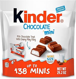 Kinder Chocolate Mini, , 29.2 Oz Bulk Pack, Up To 138 Minis, Milk Chocolate Bar With Creamy Milky Filling, Individually Wrapped Holiday Candy