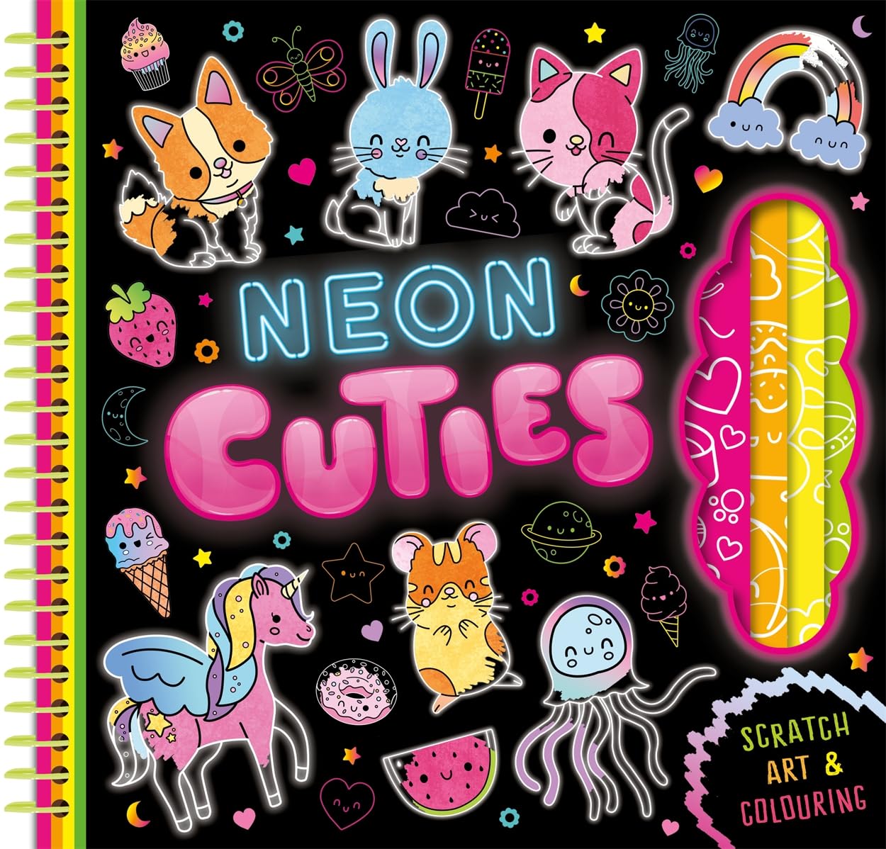 Neon Cuties (Scratch Art Book for Kids)