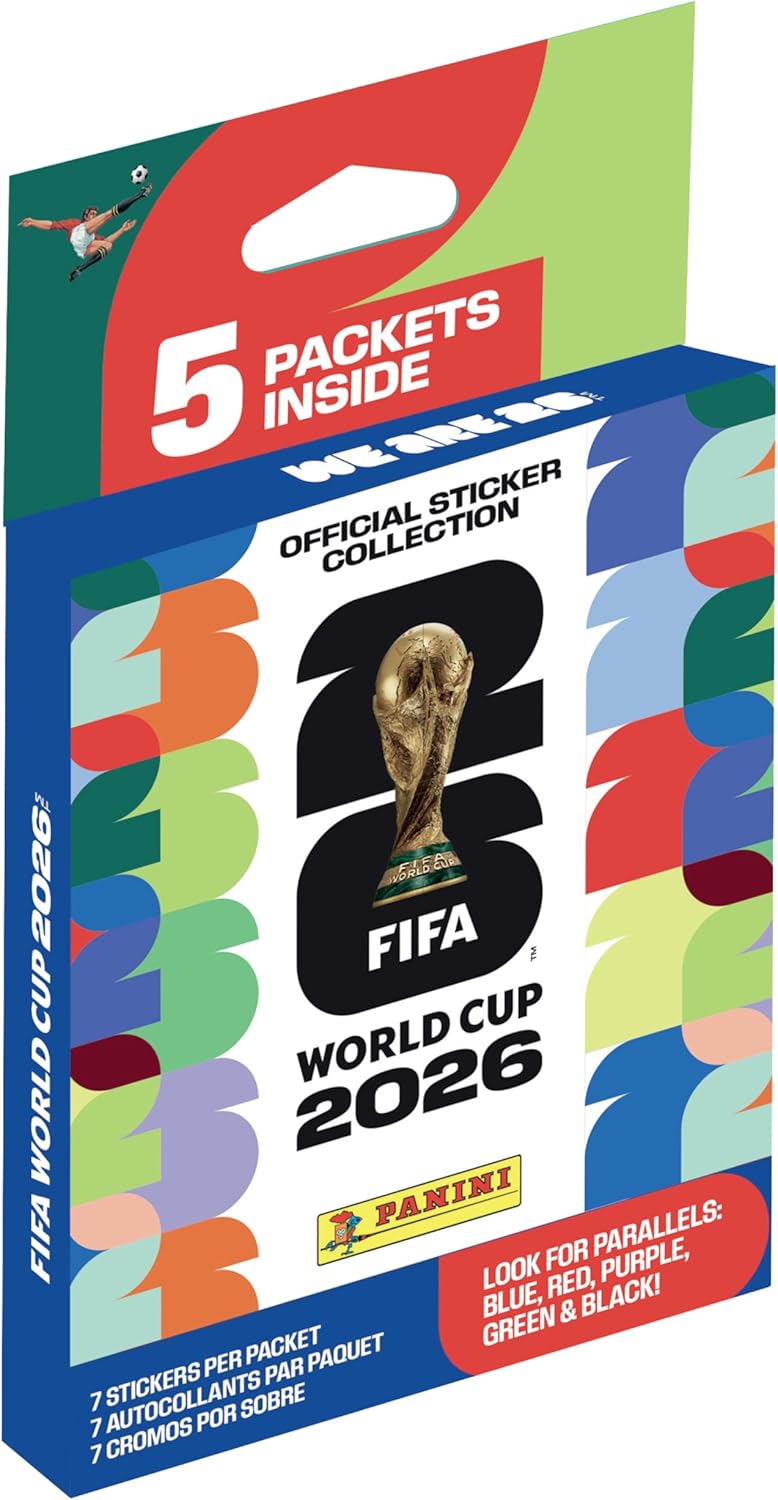 2026 Panini FIFA World Cup Sticker EcoBlister – 5 Official Sticker Packs – Includes Amazon Parallel Inserts – Licensed Tournament Collection