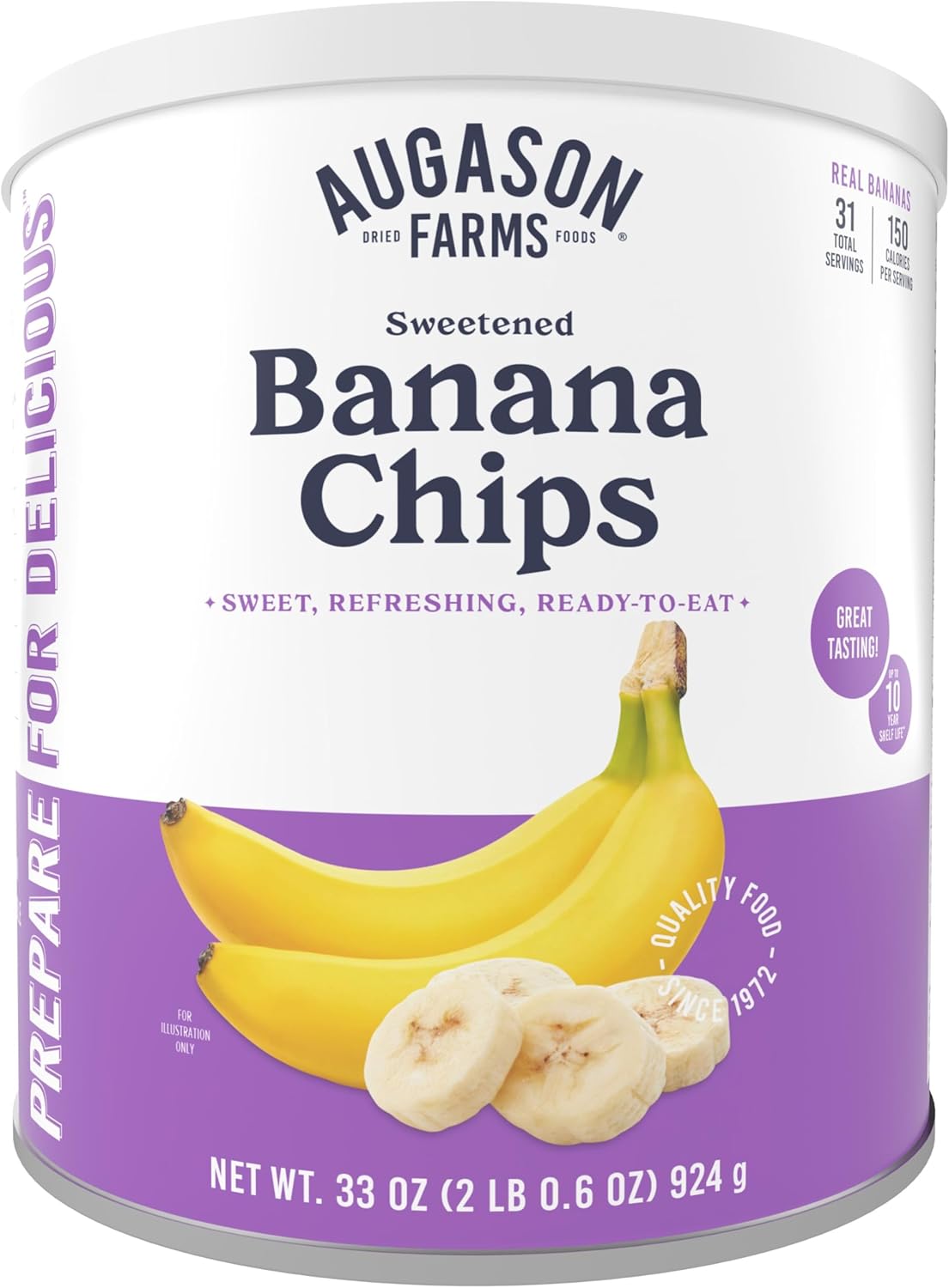 Augason Farms Banana Chips 2 Lbs 1 Oz No. 10 Can