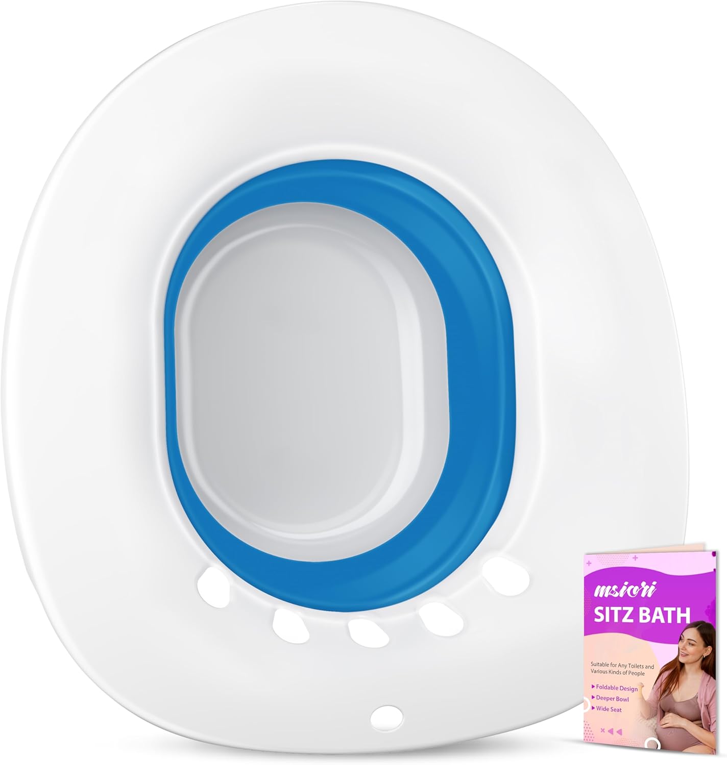 Sitz Bath for Hemorrhoids, Sitz Bath for Postpartum Care - Suitable for Pregnant Women and Perineal Care, Sits Bath Kit for Women - Collapsible Storage, Wide Seat