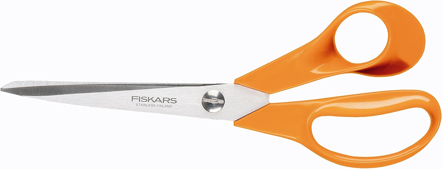 Fiskars Universal Scissors for Handcraft, Sewing and Office Work, Classic, Length: 21 cm, For Right-Handers, Orange, 1005148