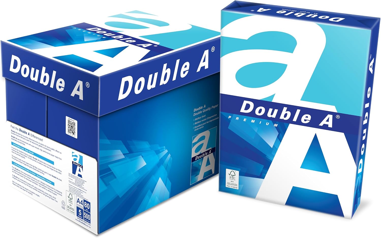 Double A Printing Paper A4 - 500 Sheets - 80GSM- Dimensions 8.3" x 11.7" - White