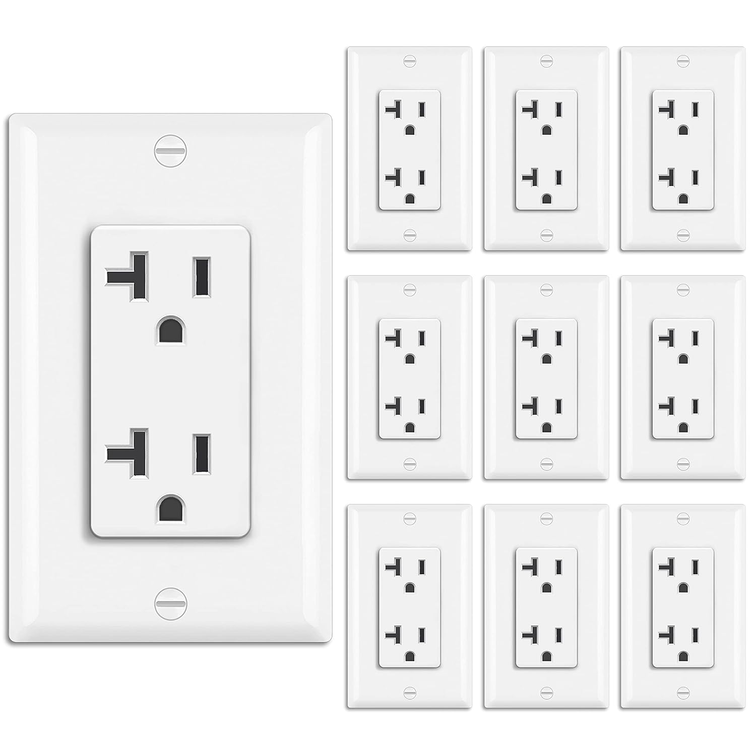 BESTTEN 10PK 20A Decor Receptacle Outlet, Standard Electrical Wall Outlet