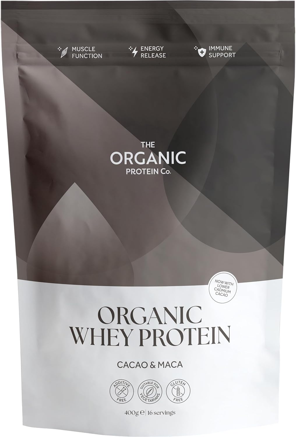 The Organic Protein Co. – Chocolate Organic Whey Protein Powder | No Additives, Undenatured, Bioactive, UPF Free, No Emulsifiers, Primarily Grass Fed, Vegetarian, Gluten Free - 1.2kg