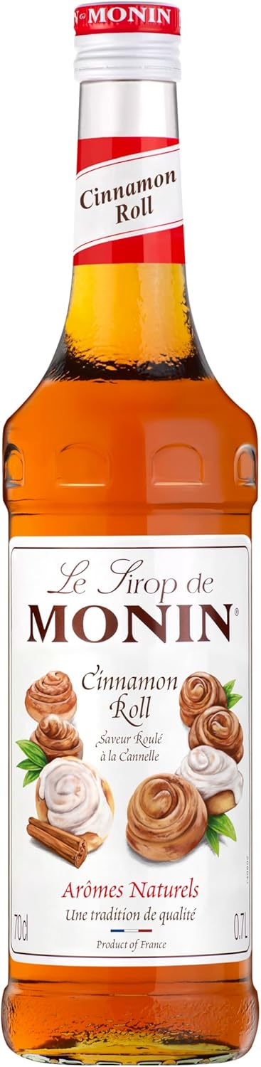MONIN Premium Cinnamon Roll Sugar Syrup for Coffee and Cocktails, Vegan-Friendly, Allergen-Free, Natural Flavours and Colourings, 70cl