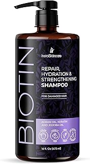 InstaSkincare Biotin Shampoo for Hair Growth & Thinning Hair, Hydrating & Nourishing Hair Loss Treatment for Women and Men - Sulfate Free, Gluten-Free MADE IN USA 16 oz