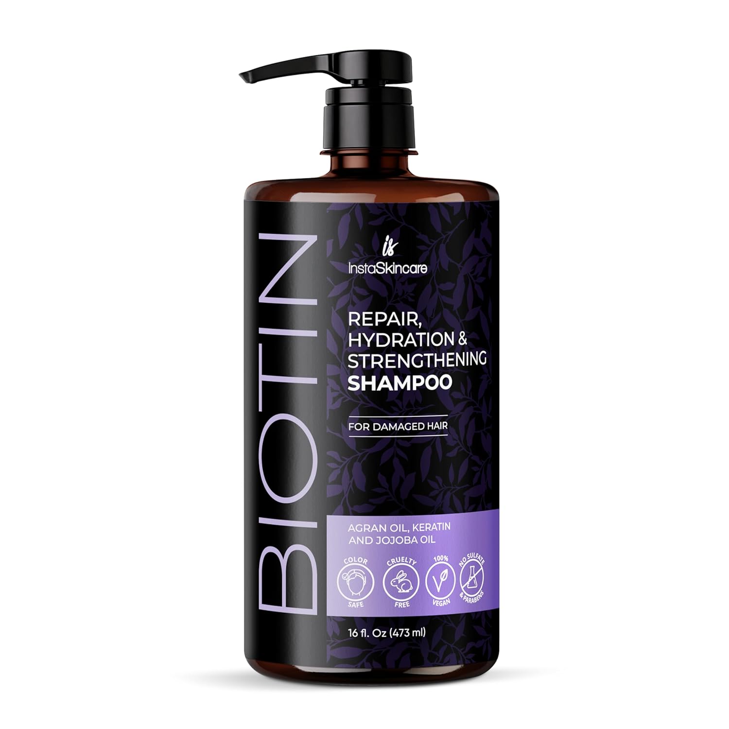 InstaSkincare Biotin Shampoo for Hair Growth & Thinning Hair, Hydrating & Nourishing Hair Loss Treatment for Women and Men - Sulfate Free, Gluten-Free MADE IN USA 16 oz