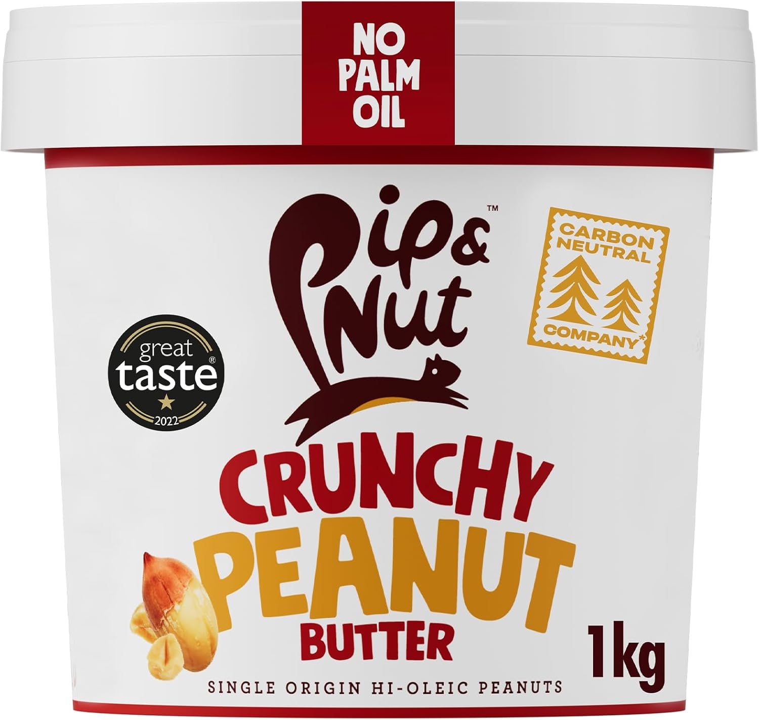 Pip & Nut - Crunchy Peanut Butter (1kg) | Natural Nut Butter, No Palm Oil, No Added Sugar, Hi-Oleic Peanuts, High in Unsaturated Fats, Gluten Free, Vegan, Dairy Free