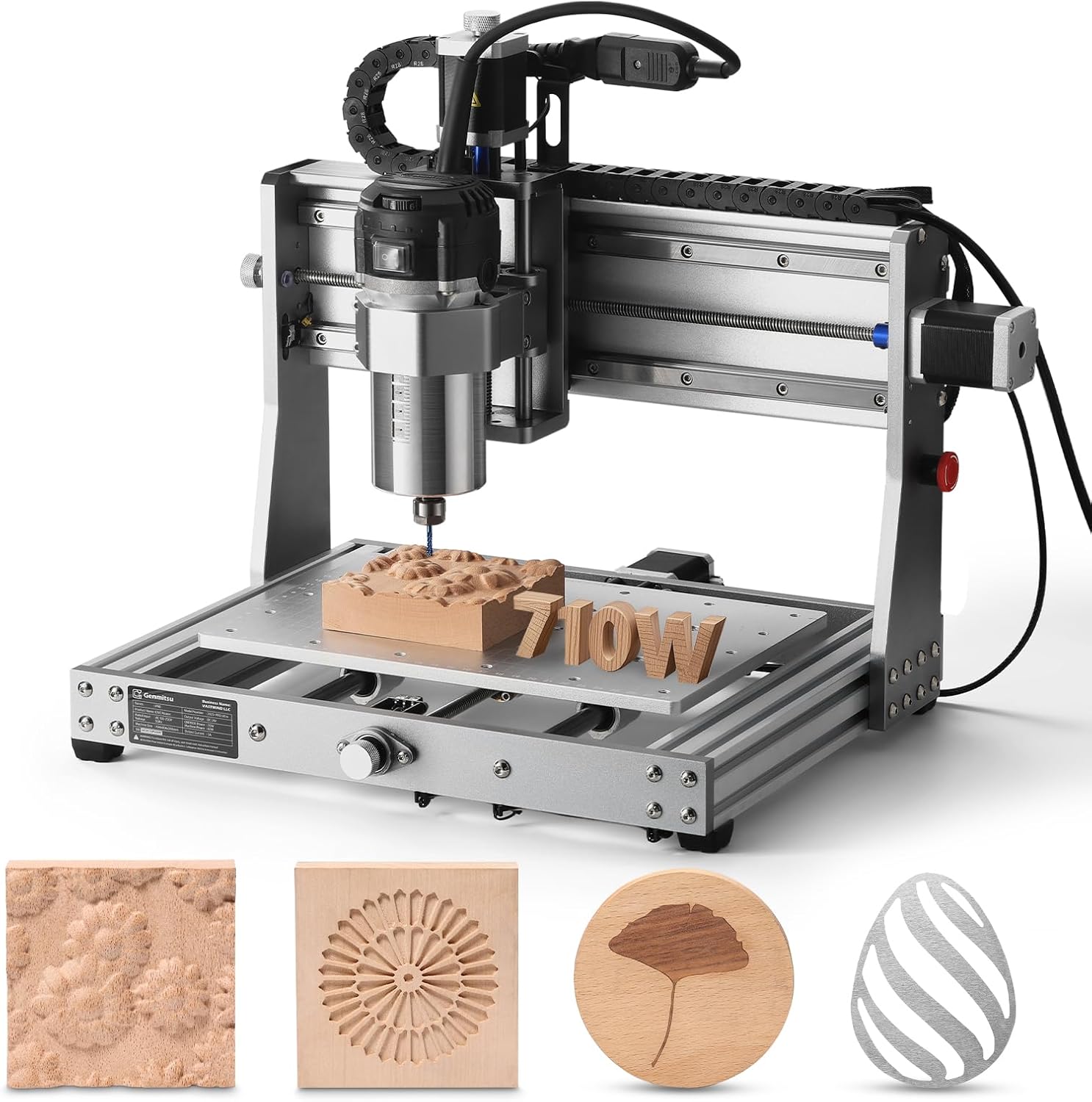 SainSmart Genmitsu 3020-PRO Ultra CNC Router Machine, All-Metal Engraver, Upgraded 710W Spindle for Metal, Wood, Acrylic, PCB, MDF, 60mm Stepper Motor, Work Area 11.8"x8.1"x3.1"