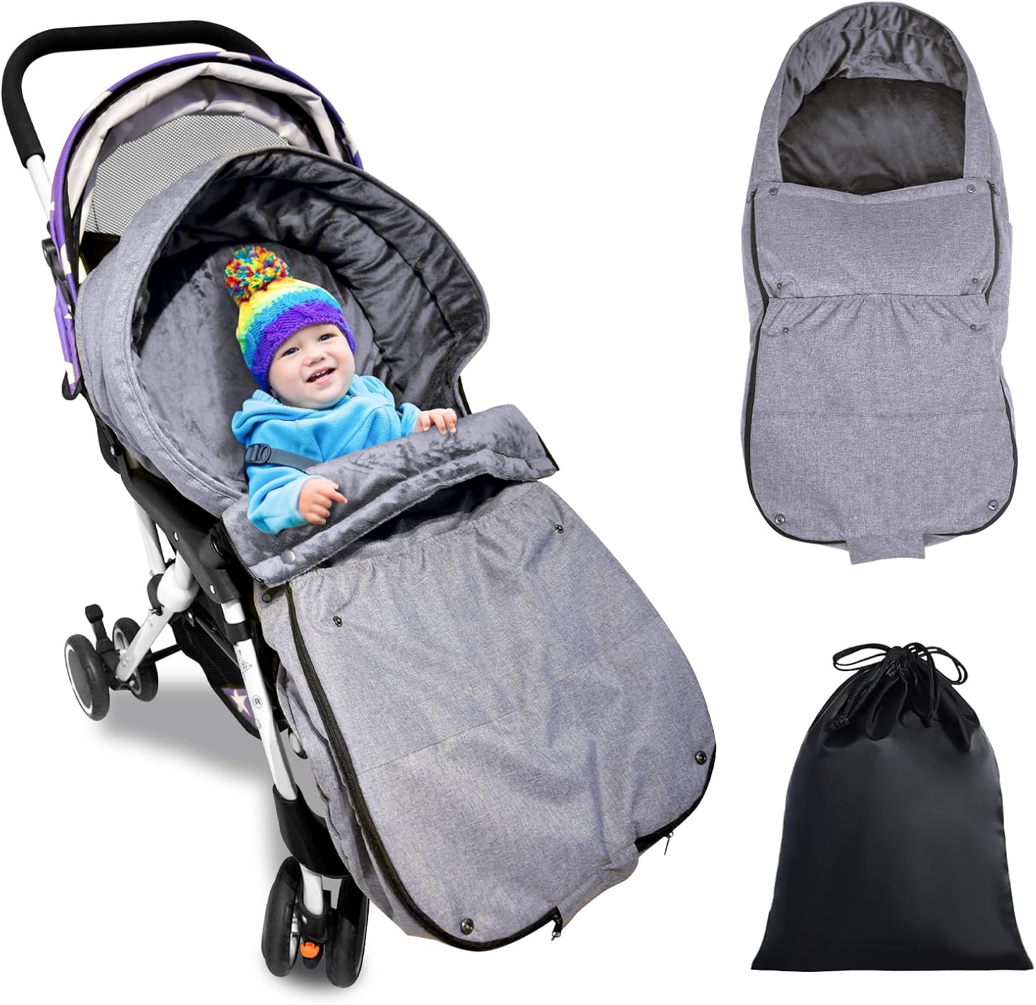South to East Stroller Cover For Winter, Universal Stroller Bunting Bag, Warm Stroller Footmuff, Waterproof Stroller Sleeping Bag, Versatile Stroller Blanket, Infant Swaddle Blankets, 17x35 inch