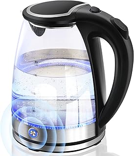 Pukomc Electric Kettle with Keep Warm - 1.7L Glass Water Boiler with Wide Opening, Led Indicator, Auto Shut-Off and Boil-Dry Protection - Series 9480