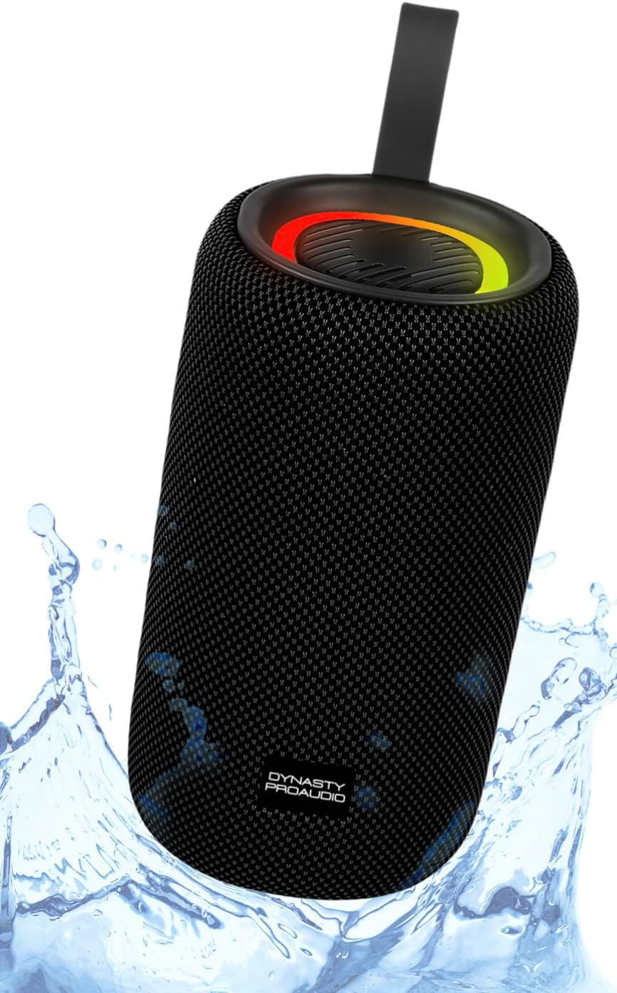 SB-101 Bluetooth 5.3 IPX7 Waterproof Outdoor Speaker with 25W Ultra-Loud Bass Stereo Sound, RGB Lights, TWS Dual Speakers Pairing, Supports USB Drive/AUX/TF-Card (Black)