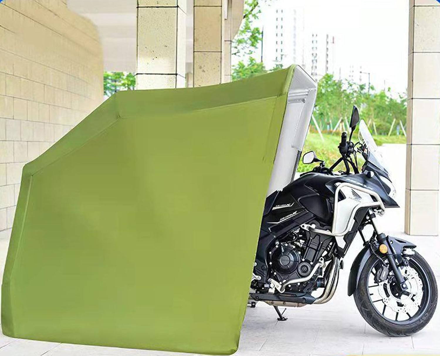 Fully Automatic Remote Control Motorcycle Storage Motorcycle Shelter Shed Cover Garage Tent (Green 138 * 75 * 75in)