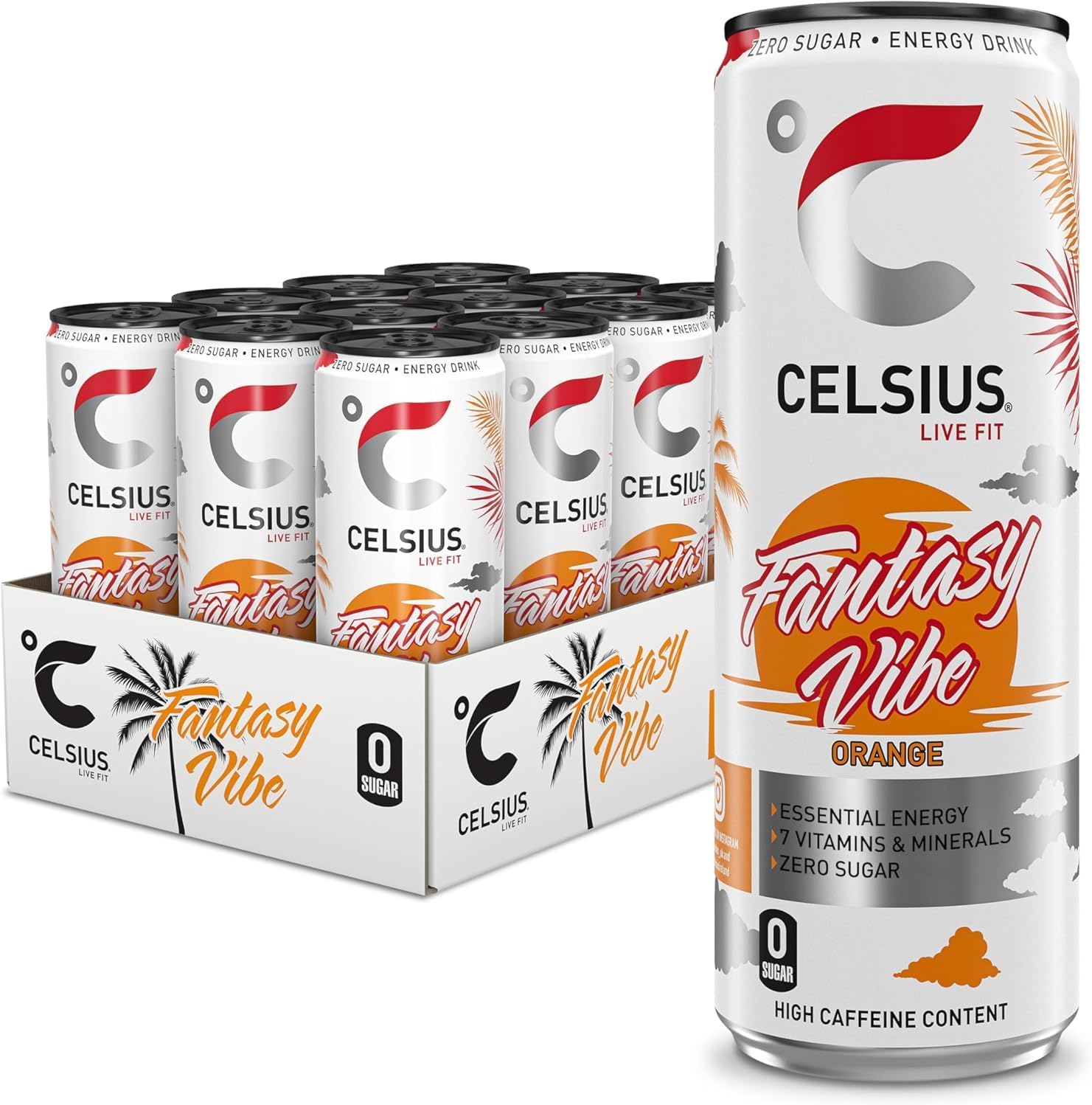 CELSIUS Sparkling Fantasy Vibe Energy Drink, 355ml, Pack of 12