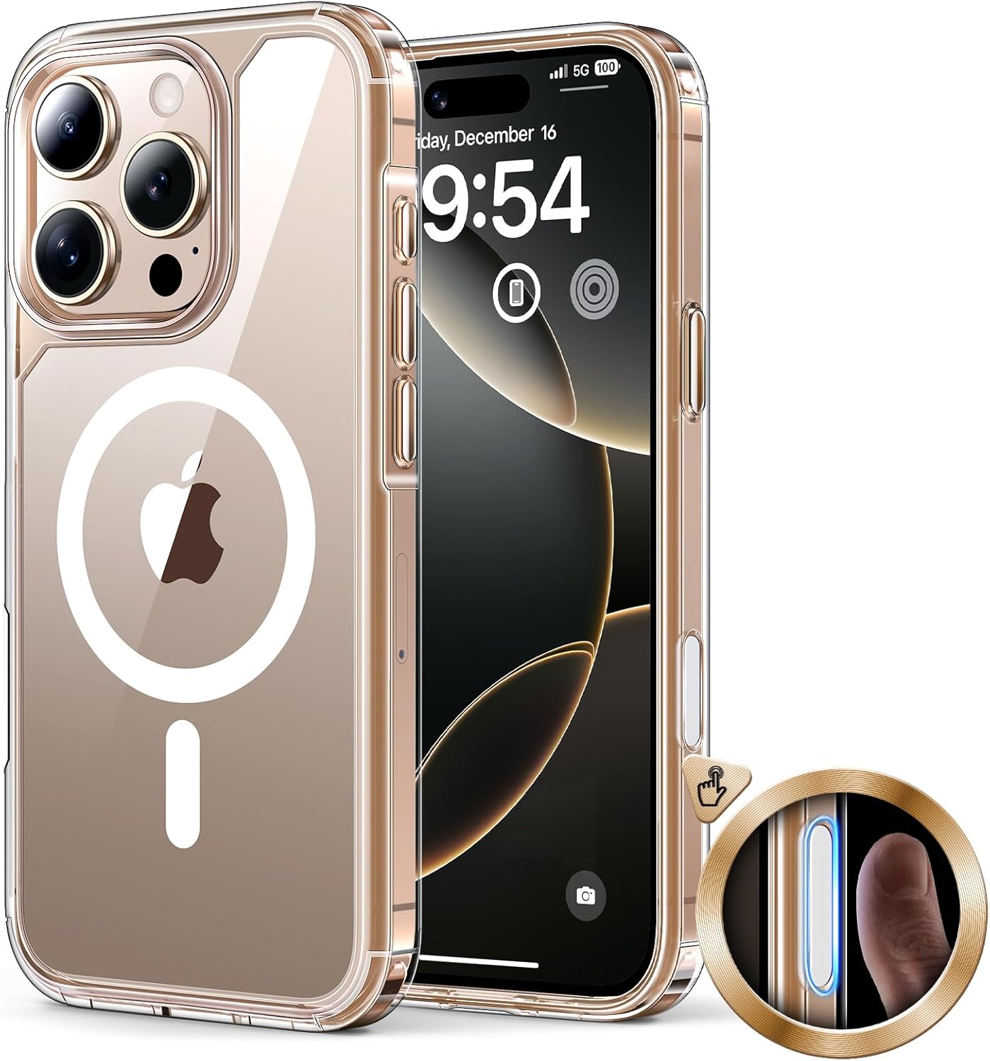 TAURI for iPhone 16 Pro Case with Camera Control Capture Button, Compatible with MagSafe [Not-Yellowing], 16FT Military-Grade Protection, Slim Magnetic Phone Case for iPhone 16 Pro 6.3", Clear