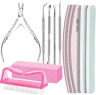 FANDAMEI Nail Care Tool Kit, Nail Files 100/180, Nail Buffer Block, Cuticle Nippers, Cuticle Trimmer, Cuticle Pusher, Nail Lifter for Ingrown Toenails, Nail Tools, Nail Kit, Pedicure & Manicure Tools
