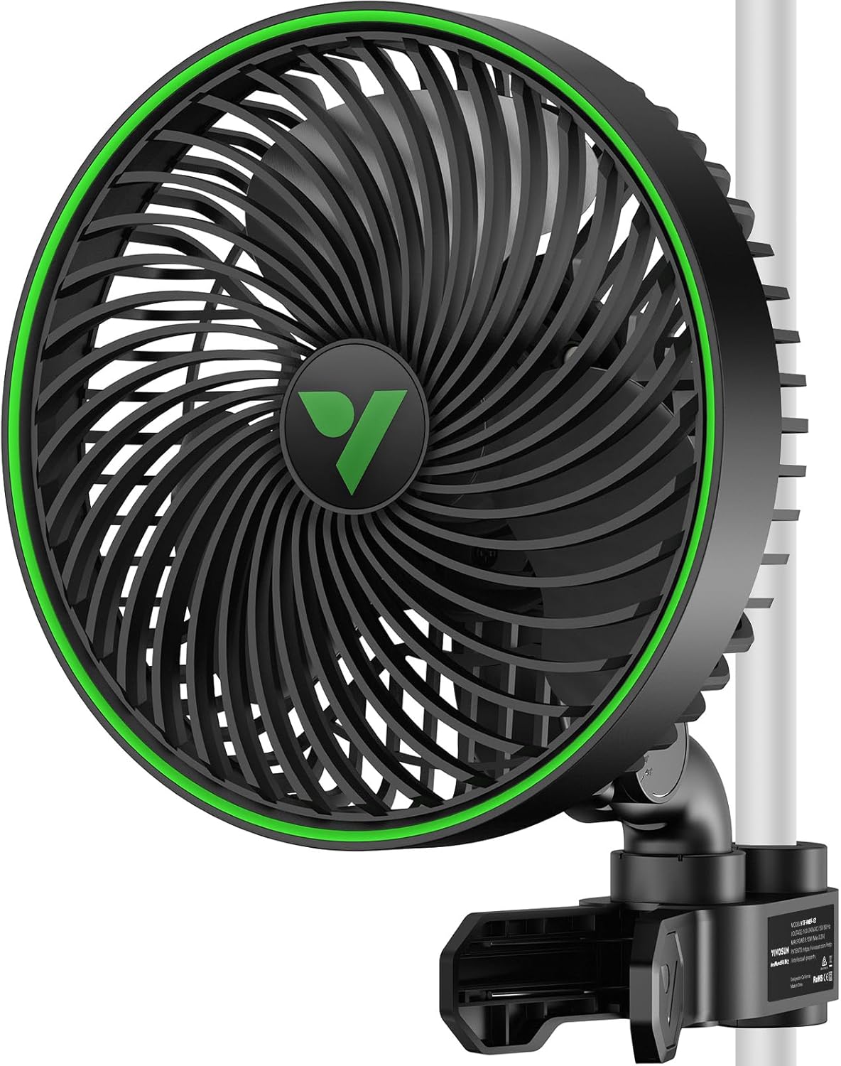 VIVOSUN AeroWave E6 Gen2, Grow Tent Clip Fan 6”, EC Motor, Smart Control, Powerful Oscillating Fan, Local Timer, Weatherproof IP54, for Hydroponics Circulation Cooling, Black