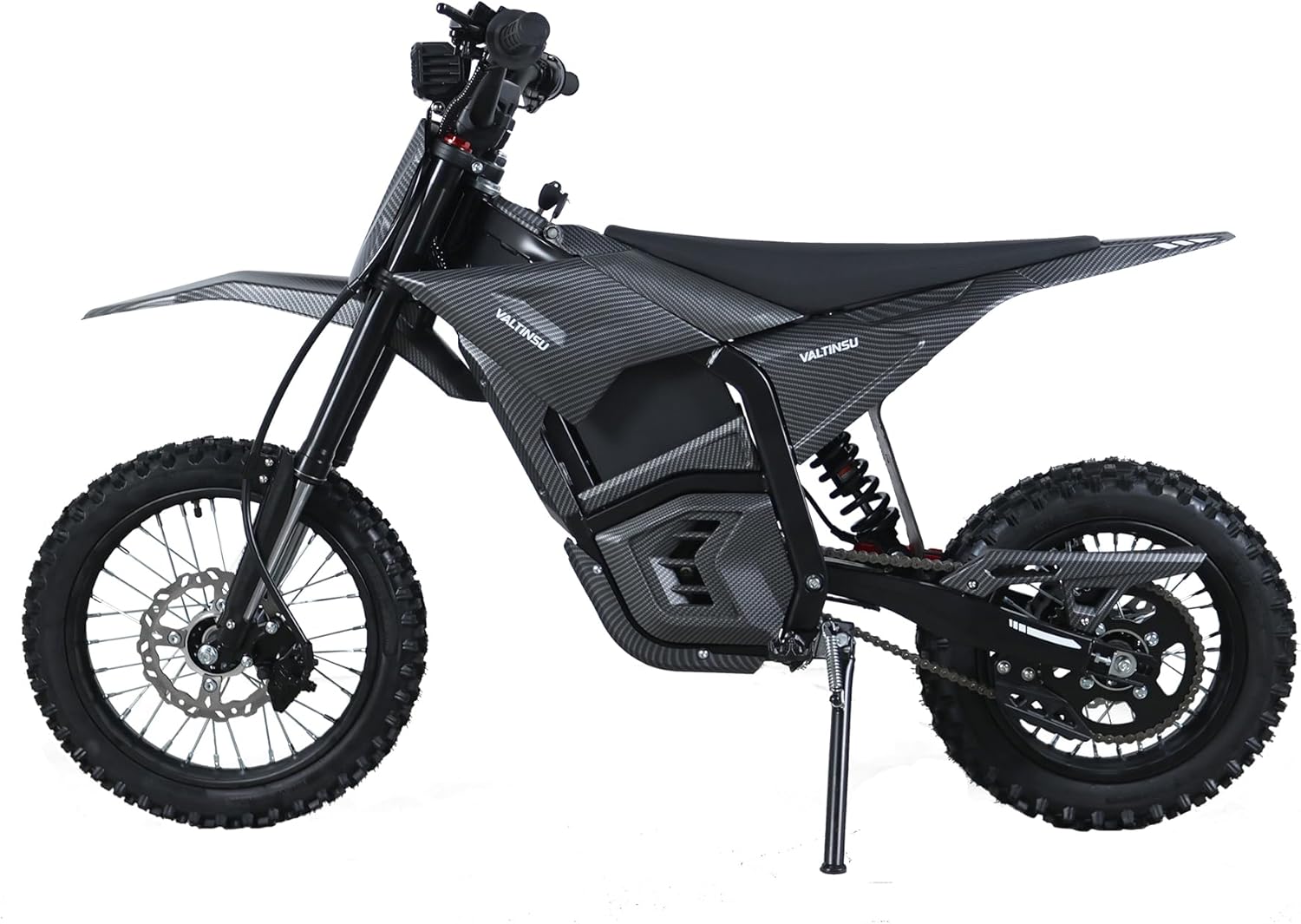 EM5 Electric Dirt Bike w/Lights & Display,48V Ride On Dirtbike with 2600W Motor,Max 40MPH & 260LB,Suspension,Hydraulic Brakes,14"/12" Tires,Off-Road Motorcycle for Age 13+,Carbon Fiber Style