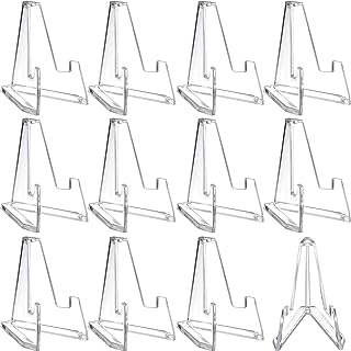 Boao 12 Packs Card Display Stand 2.24" Tall Clear Acrylic Easel Stands Mini Coin Picture Display Easel Holder Baseball Sports Card Stands Trading Graded Card Stand Card Holder