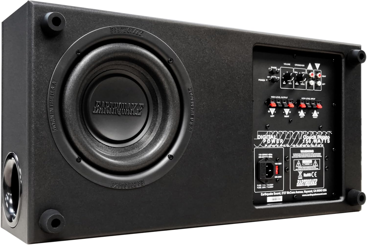 Earthquake Sound CP-8 Couch Potato - 300W Peak Powered 8-Inch Slim Home Theater Subwoofer with Down-Firing Bass Reflex Enclosure Design (Black Laminate, Single)