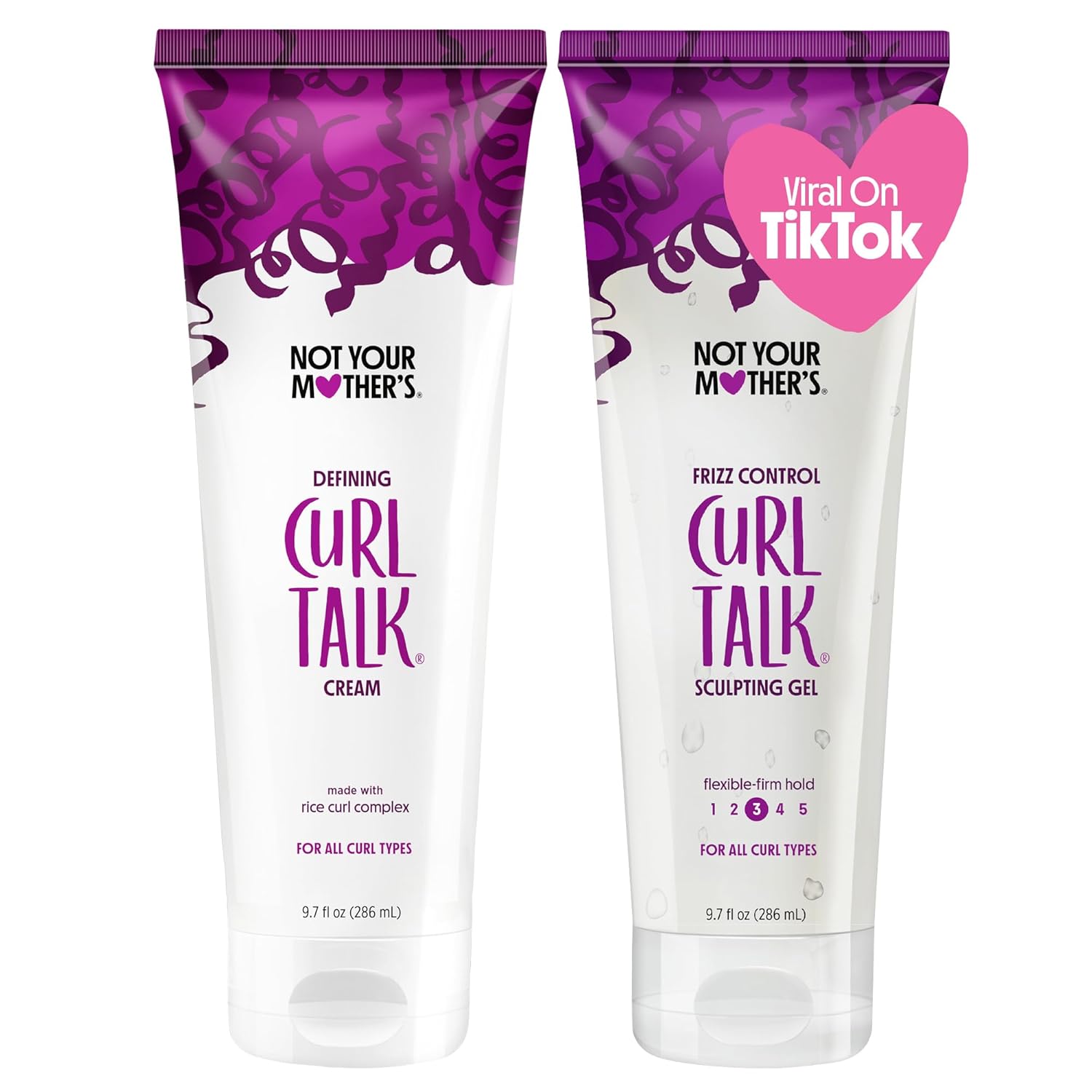 Not Your Mother's Curl Talk Frizz Control Sculpting Gel & Defining Cream (2-Pack) - 9.7 fl oz - Formulated with Rice Curl Complex - All Curly Hair Types